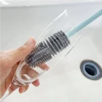 Silicon bottle cleaning brush with long handle for cups, bottles, and glasses
