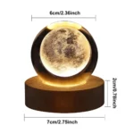 3D Ball Crystal Glass Lamp with Saturn Solar System design, decorative LED night light for bedroom and living room