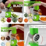 Rotary Drum Vegetable Cutter & Shredder with Handle and Drum Blades