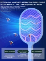 Electric Shock Mosquito Swatter with USB Type-C Charging and Triple-Layer Safety Net