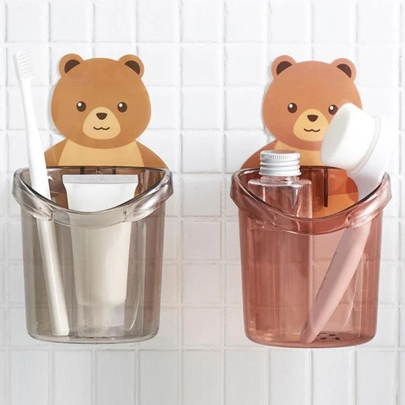 Wall Mounted Bear Holder for bathroom toothbrush and cosmetics storage