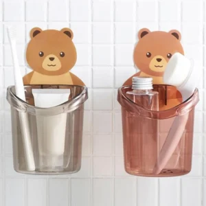 Wall Mounted Bear Holder for bathroom toothbrush and cosmetics storage