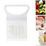 Onion holder slicer with stainless steel prongs for cutting vegetables and meat