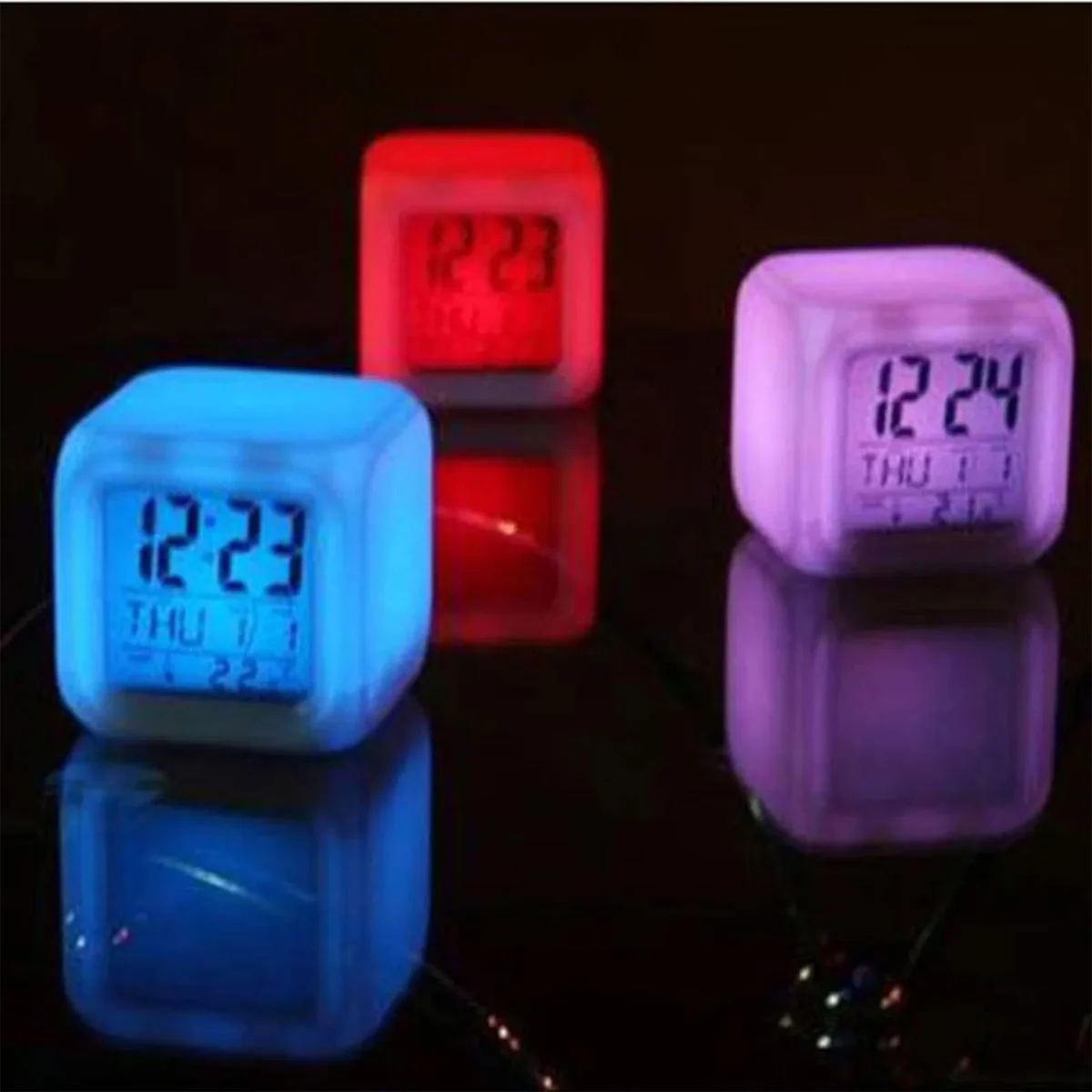LED Alarm Clock Colorful with Adjustable Brightness for Bedroom Desk