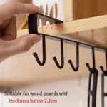6 Hooks Shelf Mug Cup Hanger for Kitchen Cabinets – Space Saving Metal Organizer Rack for Mugs, Cups, and Utensils