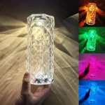 Diamond Table Lamp with 16-color changing LED lights, USB rechargeable crystal night lamp