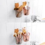 Wall Mounted Bear Holder for bathroom toothbrush and cosmetics storage
