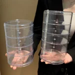Rotating Jewelry Storage Box Acrylic Organizer with Cover for Rings and Earrings