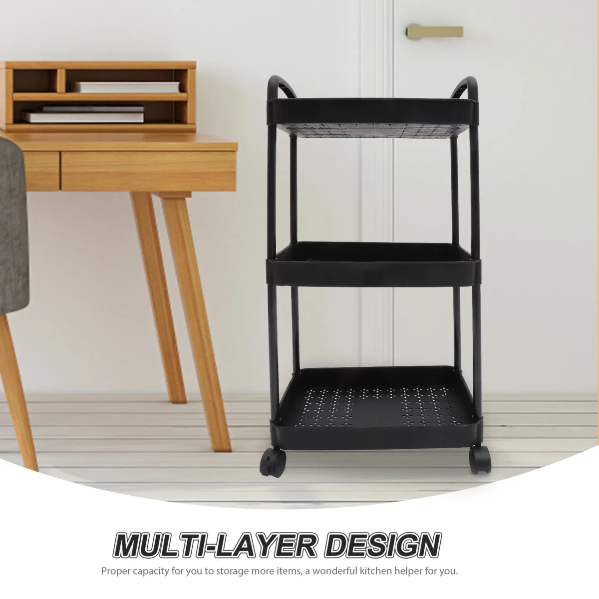 Three-Layer Trolley Kitchen Shelf Organizer Storage Cart