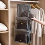 6 Pocket Hanging Handbag Organizer with Clear Storage Pockets