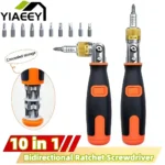 10 in 1 Multi-angle Screwdriver – Adjustable Ratchet Tool with Bit Storage
