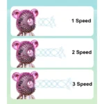 Mini Teddy Bear Fan USB Rechargeable Portable Handfan