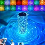 Diamond Table Lamp with 16-color changing LED lights, USB rechargeable crystal night lamp