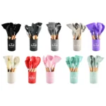 12 Pieces Kitchen Utensils Set Silicone Wooden Handles with Storage Cylinder