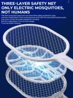 Electric Shock Mosquito Swatter with USB Type-C Charging and Triple-Layer Safety Net