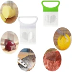 Onion holder slicer with stainless steel prongs for cutting vegetables and meat