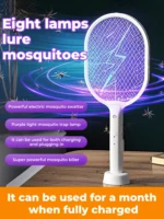 Electric Shock Mosquito Swatter with USB Type-C Charging and Triple-Layer Safety Net