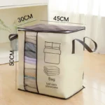 Durable barcode storage bag with zipper and handles for organizing quilts, blankets, pillows, and clothes