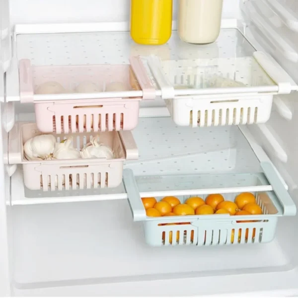 Adjustable Refrigerator Drawer – Pull Out Fridge Storage Organizer for Eggs, Fruits, Vegetables and Meat