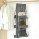 6 Pocket Hanging Handbag Organizer with Clear Storage Pockets