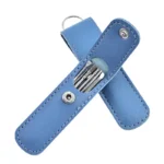 Folding Ear Cleaning Tool Set with 6 stainless steel ear spoons in colorful leather case