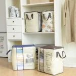 Durable barcode storage bag with zipper and handles for organizing quilts, blankets, pillows, and clothes