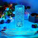 Diamond Table Lamp with 16-color changing LED lights, USB rechargeable crystal night lamp
