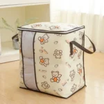 Durable barcode storage bag with zipper and handles for organizing quilts, blankets, pillows, and clothes