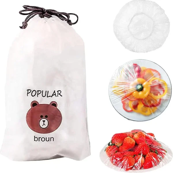 100pcs Bowl Covers Reusable Plastic Stretch Food Wrap