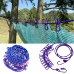 12 Clips Portable Clothing Rope 1.8M Retractable Clothesline for Laundry Drying