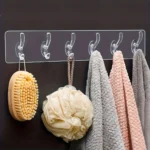 Transparent Adhesive 6 Hook Patti Wall Hooks