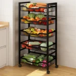 Home Trolley Islands Storage – 4/5 Layer Rolling Organizer Shelf for Kitchen