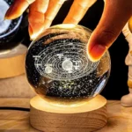 3D Ball Crystal Glass Lamp with Saturn Solar System design, decorative LED night light for bedroom and living room