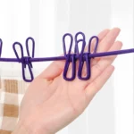 12 Clips Portable Clothing Rope 1.8M Retractable Clothesline for Laundry Drying