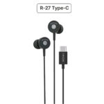 Ronin R-27 STREAM Wired Handsfree Earphones with USB Type-C connector, featuring a sleek design and optimized for digital audio streaming.