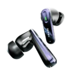 Ronin Vesper Earbuds R-7075 inside their black, compact charging case, displaying the earbuds' ergonomic design.