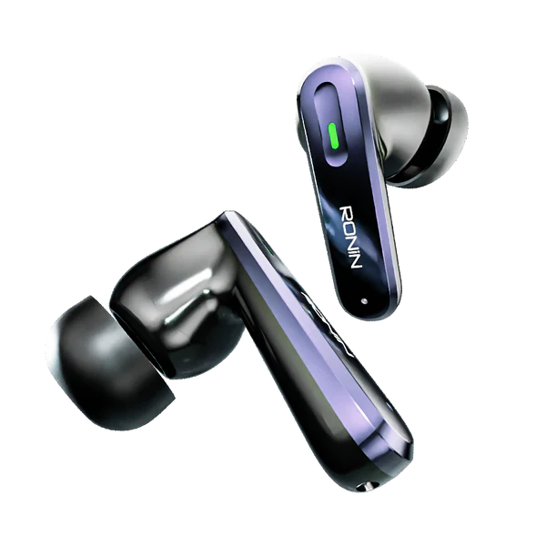 Ronin-Vesper-Earbuds-R7075-Charging-Case-Black.jpg Ronin Vesper Earbuds R-7075 inside their black, compact charging case, displaying the earbuds' ergonomic design.