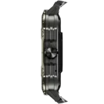 Front view of the Ronin R-13 Luxe Smart Watch, featuring a silver premium stainless steel casing and a high-grade strap, with the new high-resolution interface displayed.