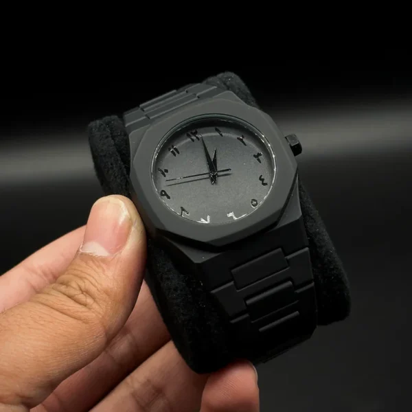 Luxury Black Aura Watch for Men – Matte black Rubber wristwatch with minimalist dial