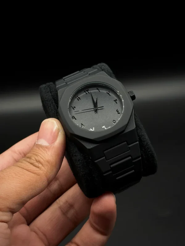 Luxury Black Aura Watch for Men – Matte black Rubber wristwatch with minimalist dial