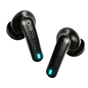 Ronin R-520 Dynasty True Wireless Earbuds and their charging case, highlighting the powerful, classic design and focus on battery endurance