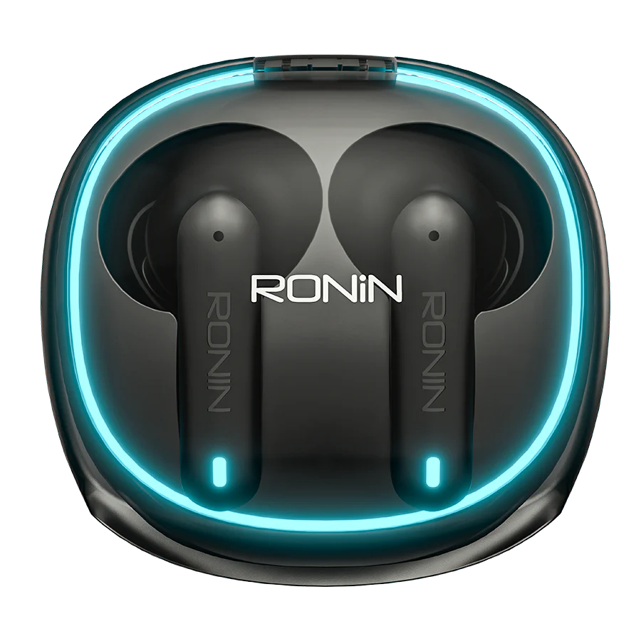 Ronin-R520-Dynasty-Earbuds-Endurance-Battery-Black.jpg Ronin R-520 Dynasty True Wireless Earbuds and their charging case, highlighting the powerful, classic design and focus on battery endurance