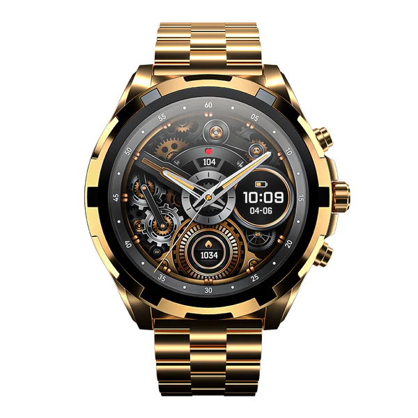 Ronin-R14-Luxe-Smart-Watch-Premium-Stainless-Steel-New.jpg Front view of the newest Ronin R-14 Luxe Smart Watch, featuring a silver premium stainless steel casing and a high-grade strap, with the new high-resolution interface displayed.