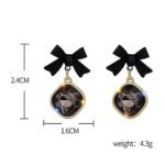 Black Bow Crystal Drop Earrings - Image 2