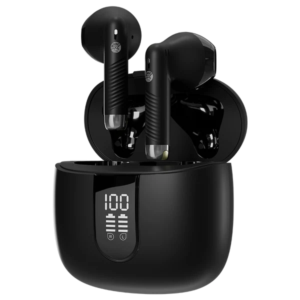 R-190_Earbuds_Black_3 Ronin R-190 Mashion True Wireless Earbuds and their sleek, compact charging case, highlighting the minimalist, modern design.