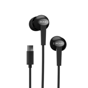 Ronin R-29 STELLAR Wired Handsfree Earphones with USB Type-C connector, showcasing the premium design and in-line microphone.