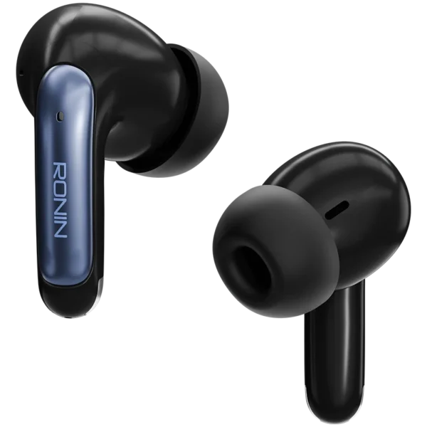 Ronin R-7010 Mystique True Wireless Earbuds and their sleek charging case, highlighting the unique and elegant design elements.