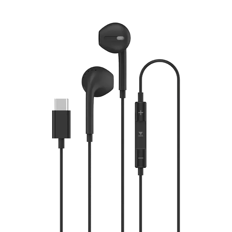 Ronin R-5 Wired Handsfree Type-C Earphones with USB-C connector and an in-line microphone/controller.