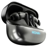 Ronin Vox True Wireless Earbuds and their charging case, emphasizing the built-in microphone for clear calling.