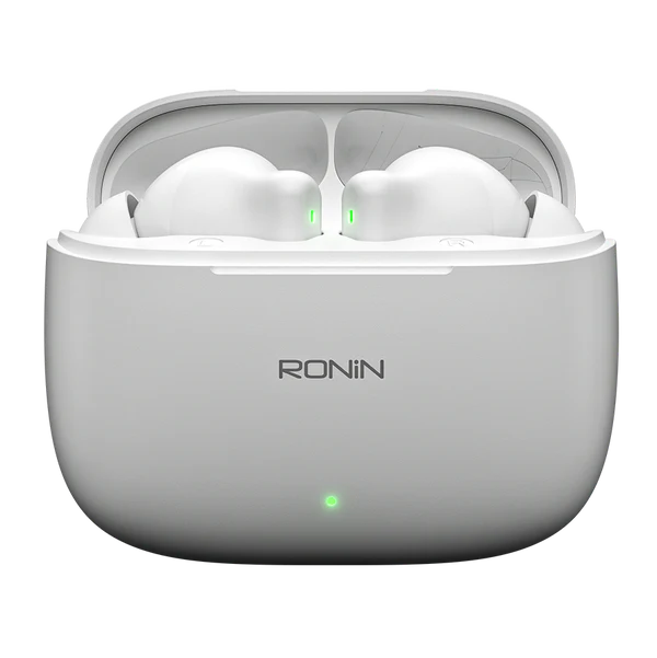 Ronin-R740-Vivid-Earbuds-Blue-Clear-Audio.jpg Ronin R-740 Vivid True Wireless Earbuds and their charging case, shown in a bright color, emphasizing the modern and colorful design.